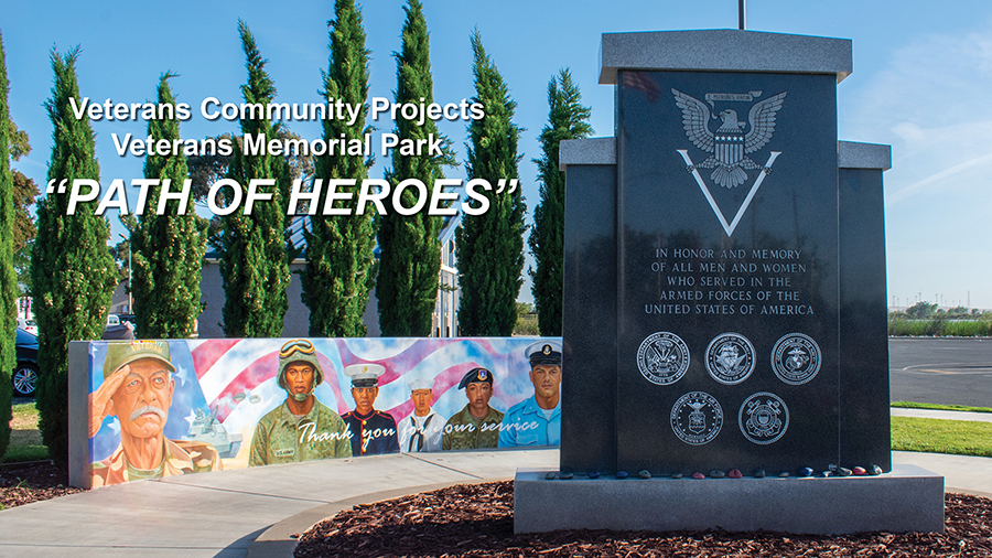 The Veteran memorial at the head of Veterans Blvd